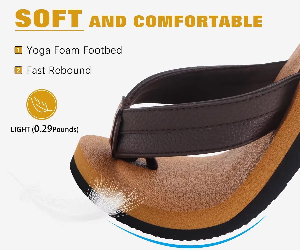 KuaiLu Infradito Uomo Estive Comode Pelle Ciabatte Supporto Arco Plantare Spiaggia Piscina Sandali Cuoio Mare Leggere Antiscivolo Gomma Suole
