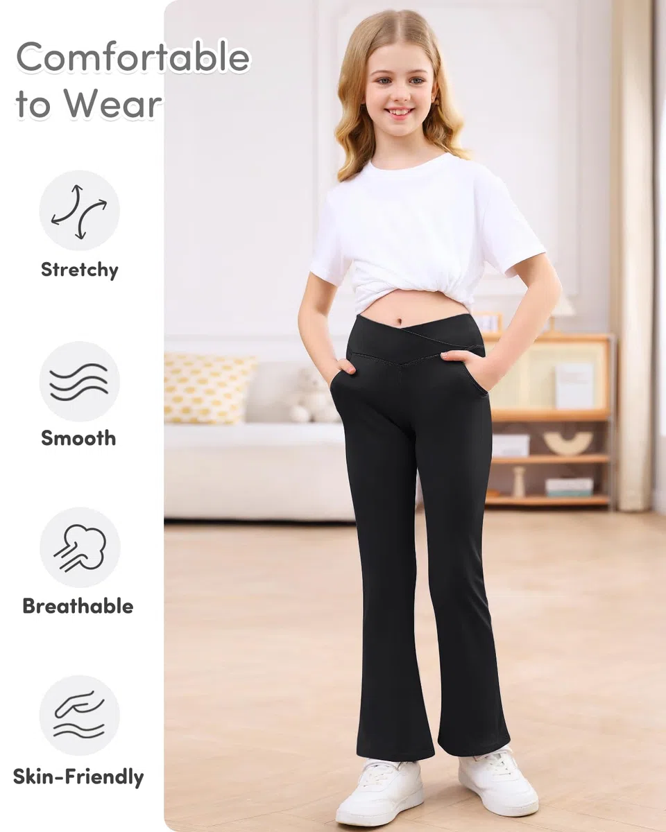 Adorel Flared Leggings Pantaloni Larghi Bootcut Ginnastica Bambina