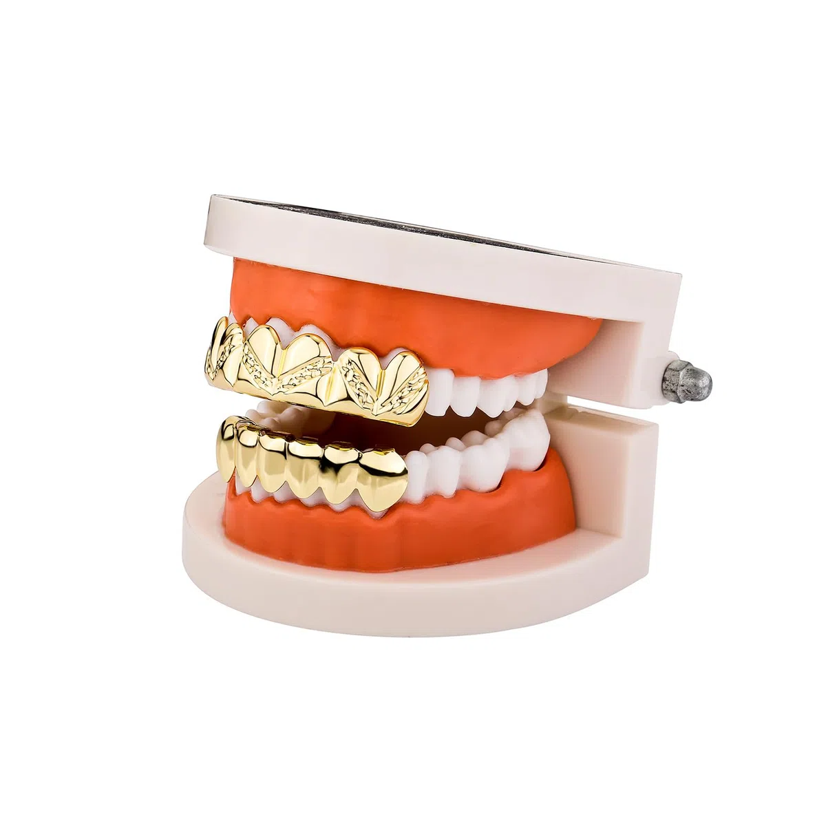Griglie dentali da uomo Hip Hop da uomo per i tuoi denti, placcate in oro 18 carati, 6 tappi per denti, set per uomini e donne, accessori per costume da rapper, gioielli con barre di stampaggio