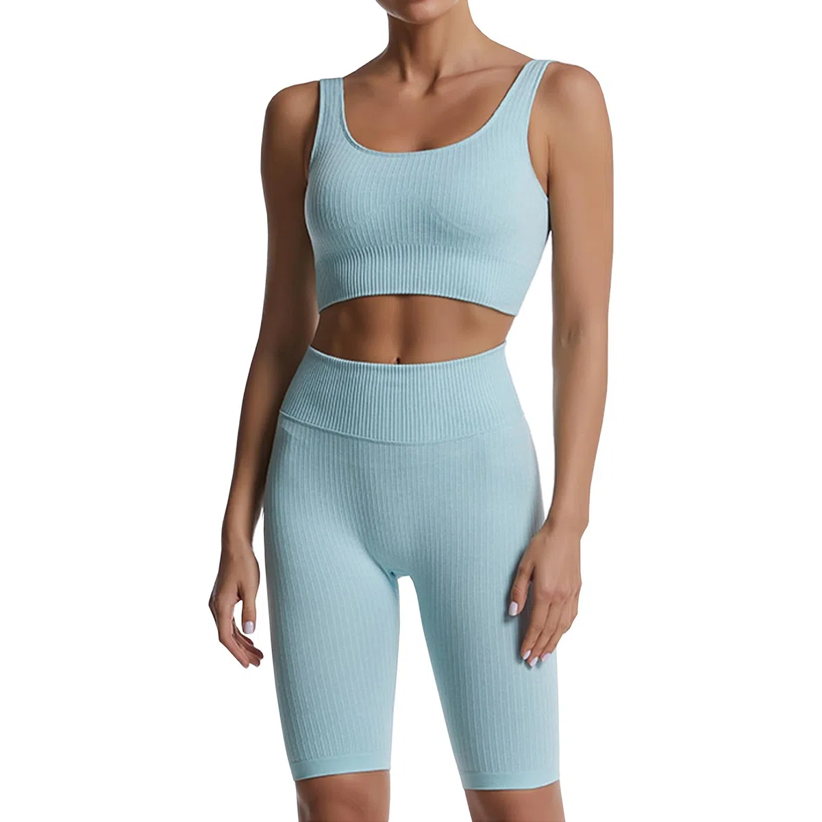 Donna Set di Abbigliamento Yoga Top Sportivo+Leggings 2 Pezzi Tuta Sportiva Palestra Fitness Activewear