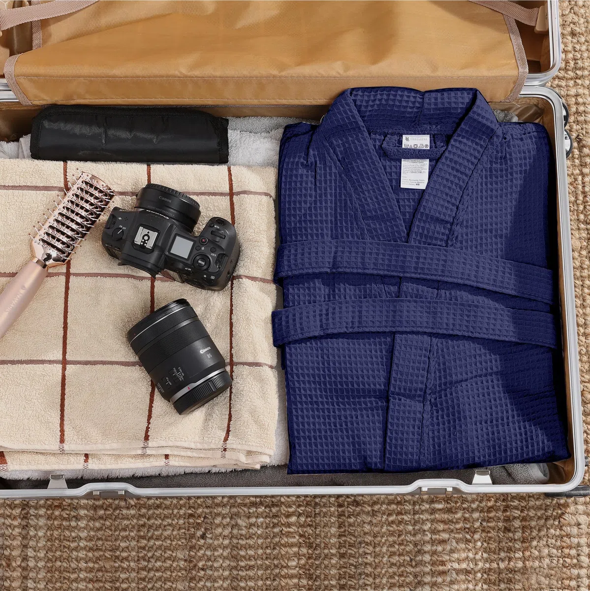 HOMELEVEL Accappatoio Uomo e Donna - Accappatoio Unisex a Nido D'Ape - Morbido in 100% Cotone - Leggero e Salvaspazio da Casa e da Viaggio - Taglie S-6XL
