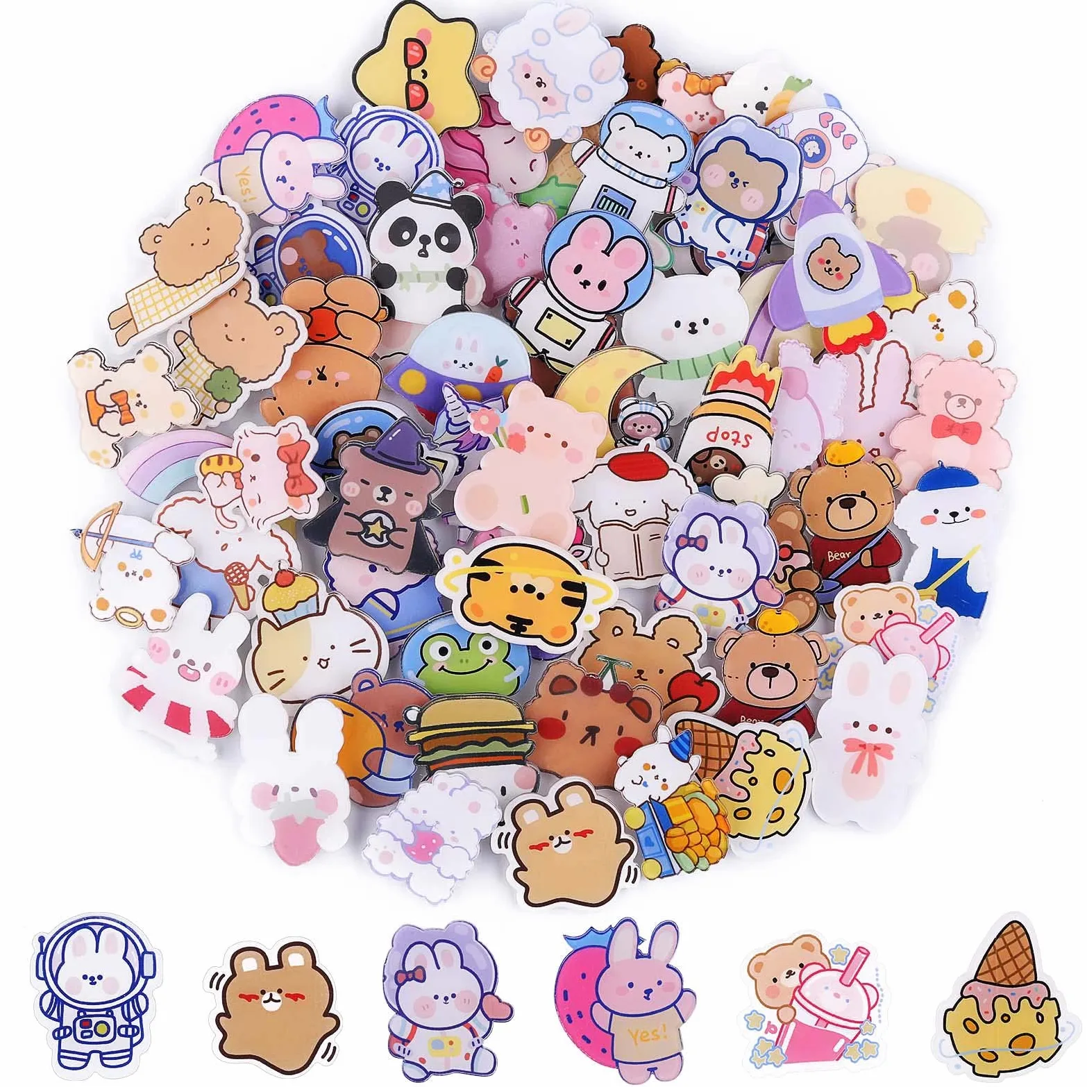 Kalolary 65 spille in acrilico carino carino badge estetici pin kawaii zaino spille pecora, coniglio, cane, orso, ragazza, cartone animato, spilla per zaini, borse, giacche, felpe con cappuccio cappelli