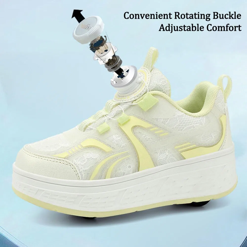 ENEN Sportive Scarpe da Skateboard 4 Ruote, Autunno Moda Scarpe con Rotelle Bambina Bambino, Skateboard Sneakers Outdoor Multisport Ginnastica da Pattini per Ragazze e Ragazzi