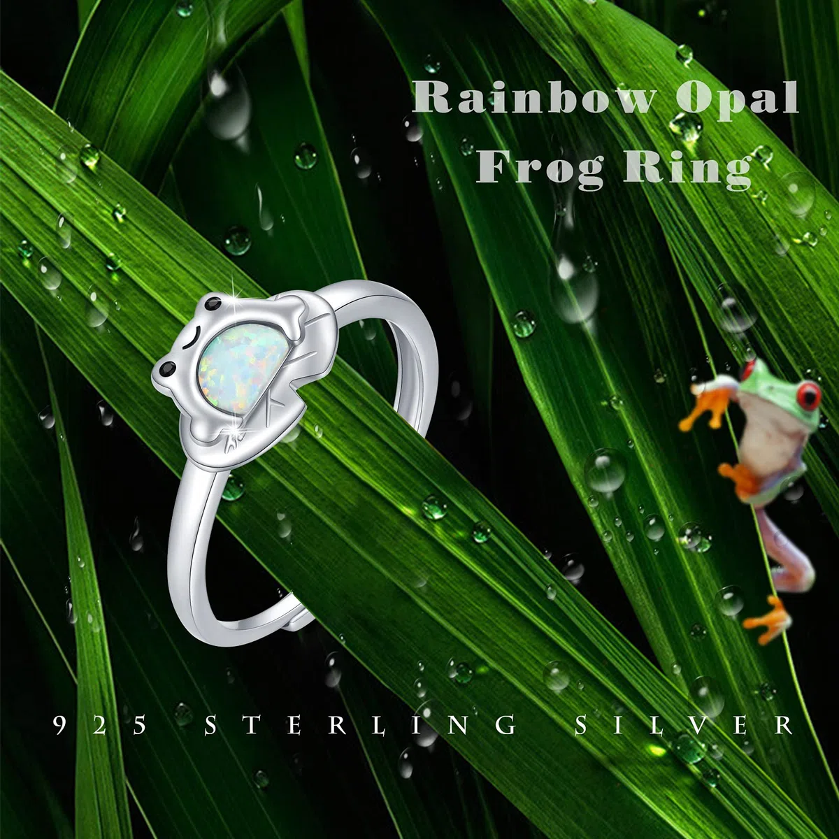 Anello rana donna 925 argento opale anello aperto regolabile anelli animali carini gioielli opale rana per ragazze bambini ragazzo