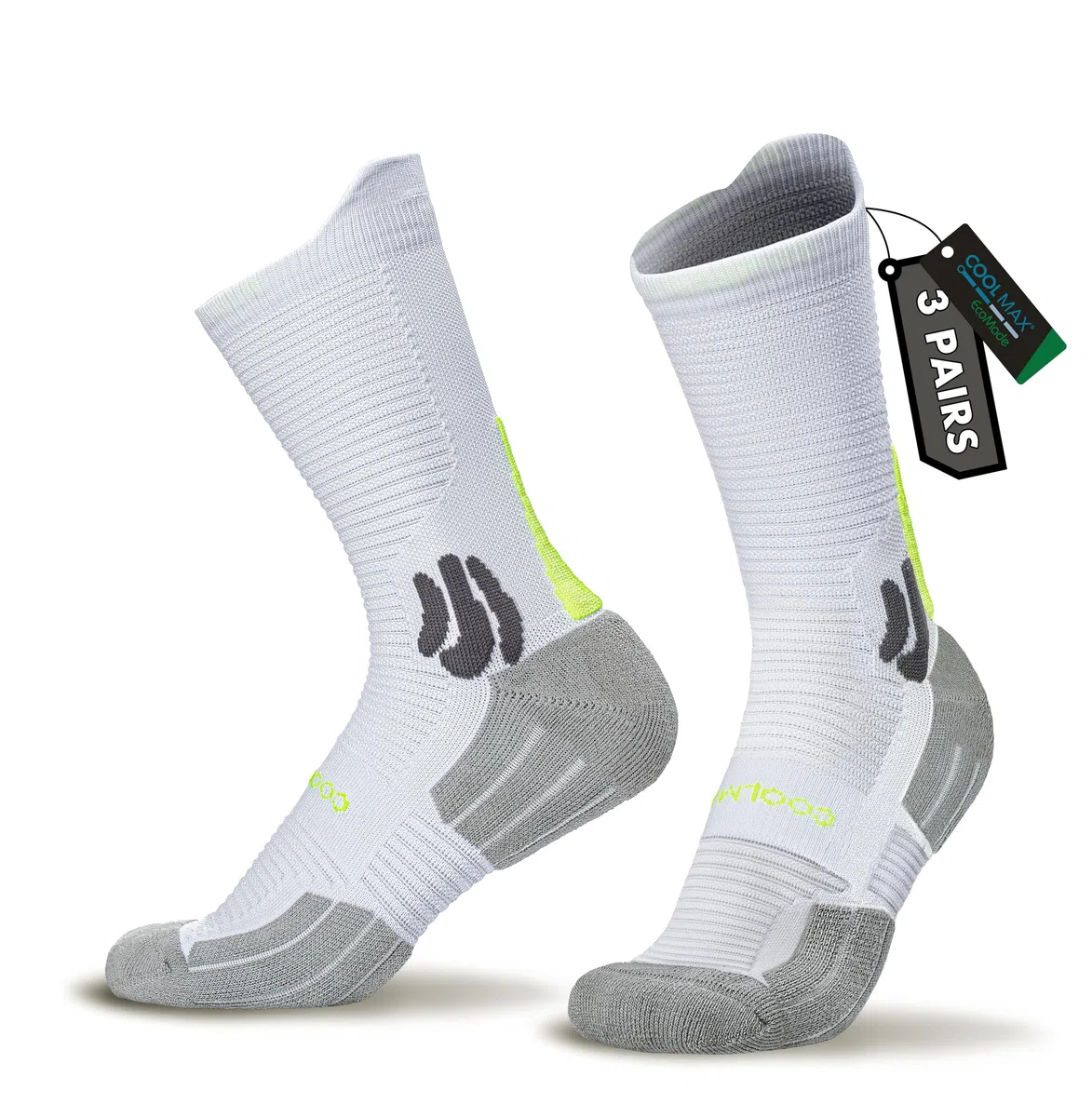 BRISIRA Coolmax Bamboo 3 Paia Calze Running Uomo Calzini Compressione da Corsa Trekking Uomo Con Traspiranti Cuscini di Supporto Anti-Vesciche, Sportivi Taglia 35-51