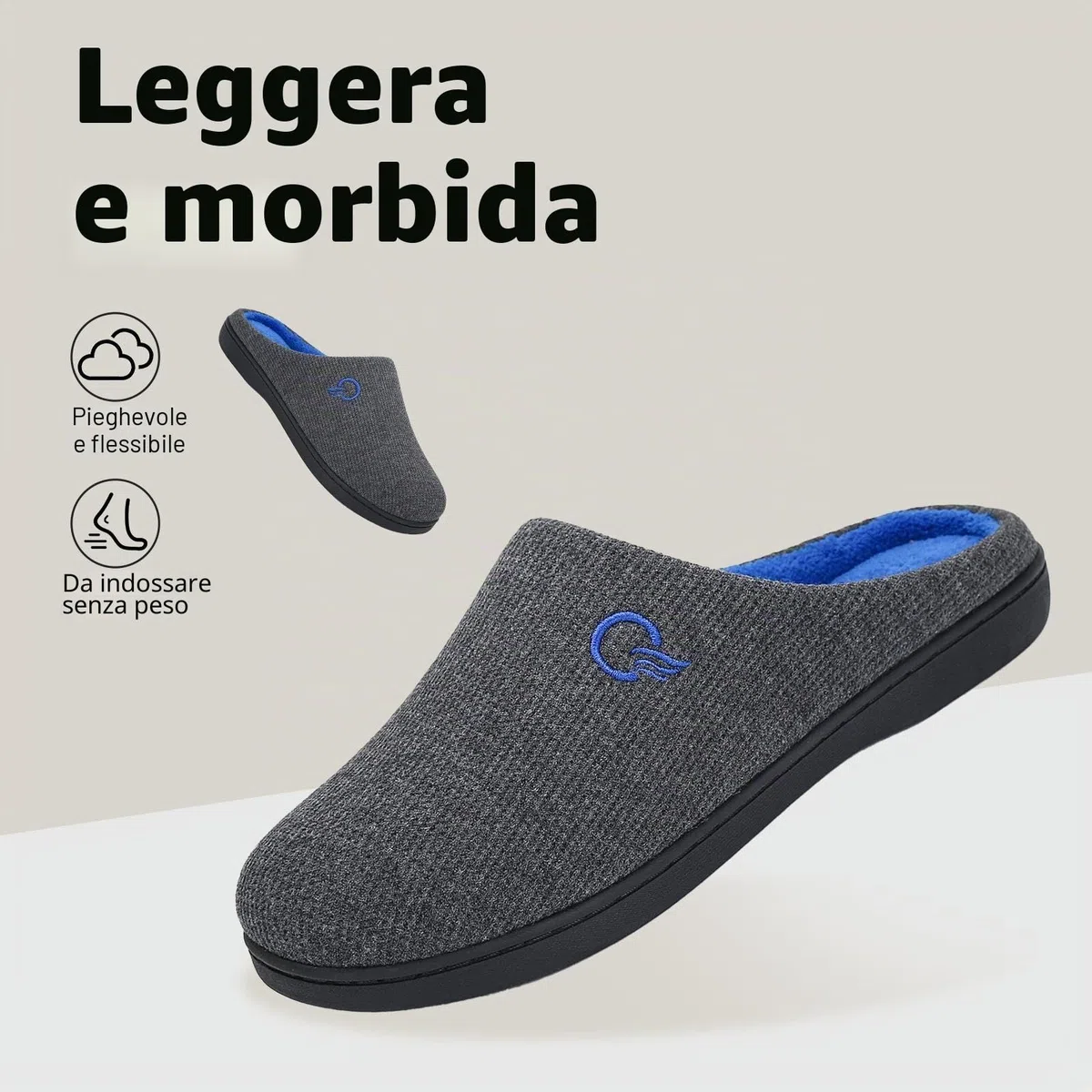 Mishansha Unisex Pantofole Donna Uomo Memory Foam Caldo Comode Antiscivolo Inverno Home Scarpe,36-47