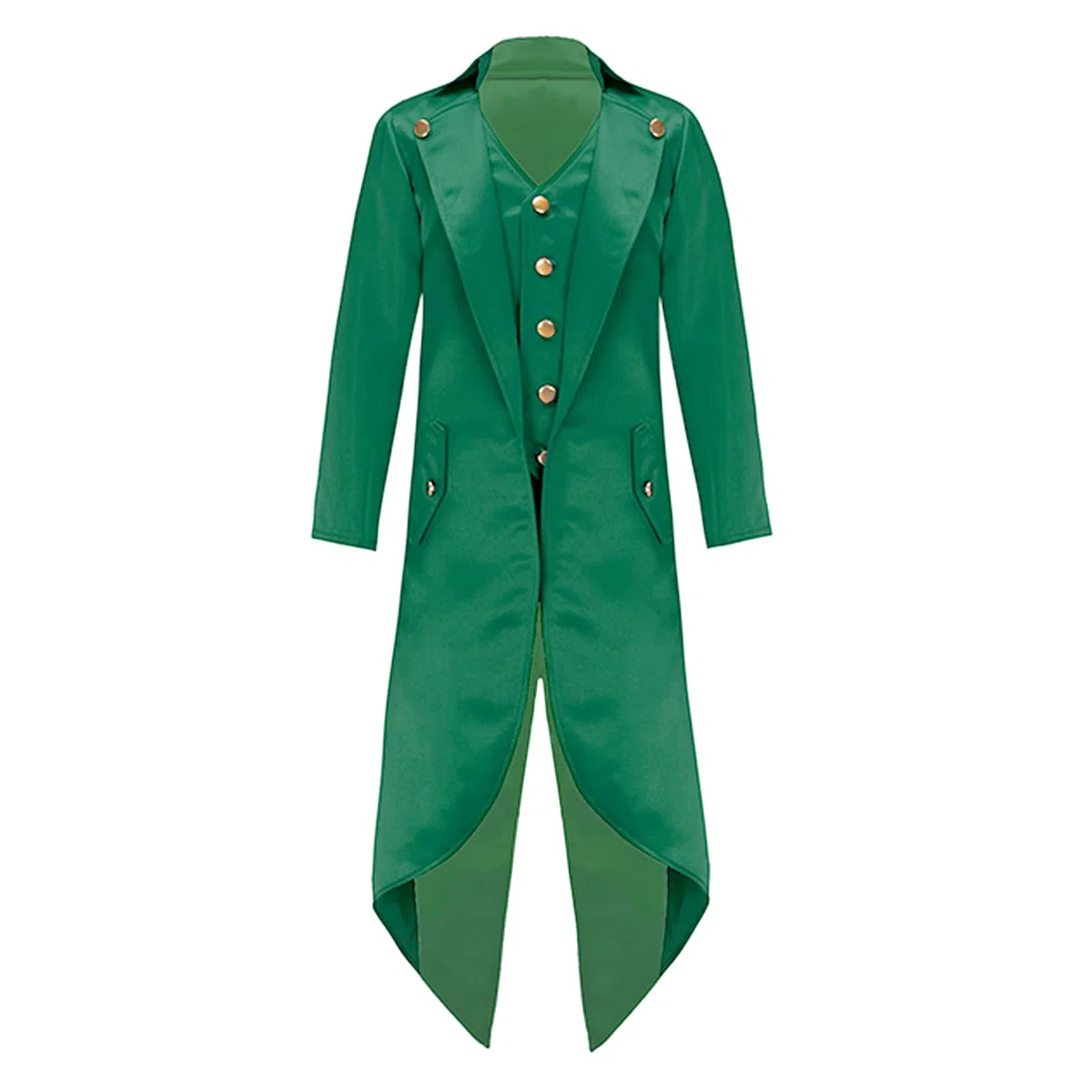 TiaoBug Blazer Bambini Ragazzi Ragazze Elegante Giacca da Frac Medievale Costumi Steampunk Rinascimentali Giacca Smoking Tuxedo Vampiro Vittoriano Cappotti Bavero Classico Verde Scuro 9-10 Anni