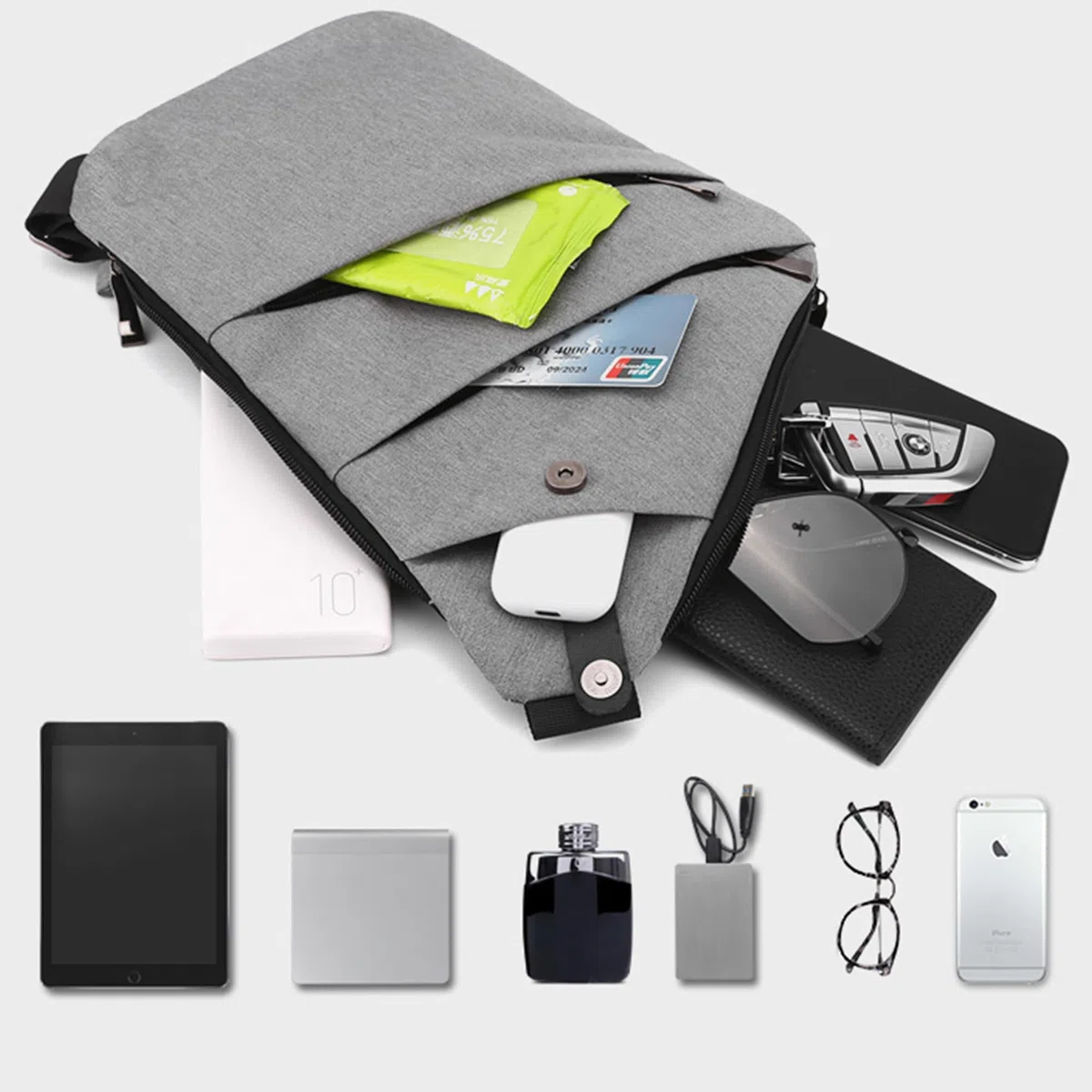 Marsupio Antifurto Multifunzione, Borsa a Tracolla con Tasche Multiple, Marsupio Donna Resistente all'Acqua, Borsello Uomo Tracolla Sicuro per Viaggi