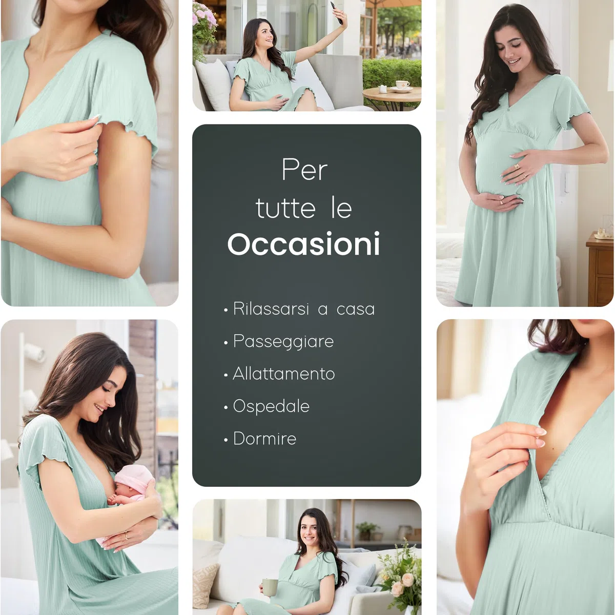 Camicia da Notte Parto Ospedale, Camicia da Notte Premaman, 3 in 1 Allattamento, Ospedale e Gravidanza, Morbida e Transpirante per Il Massimo Comfort