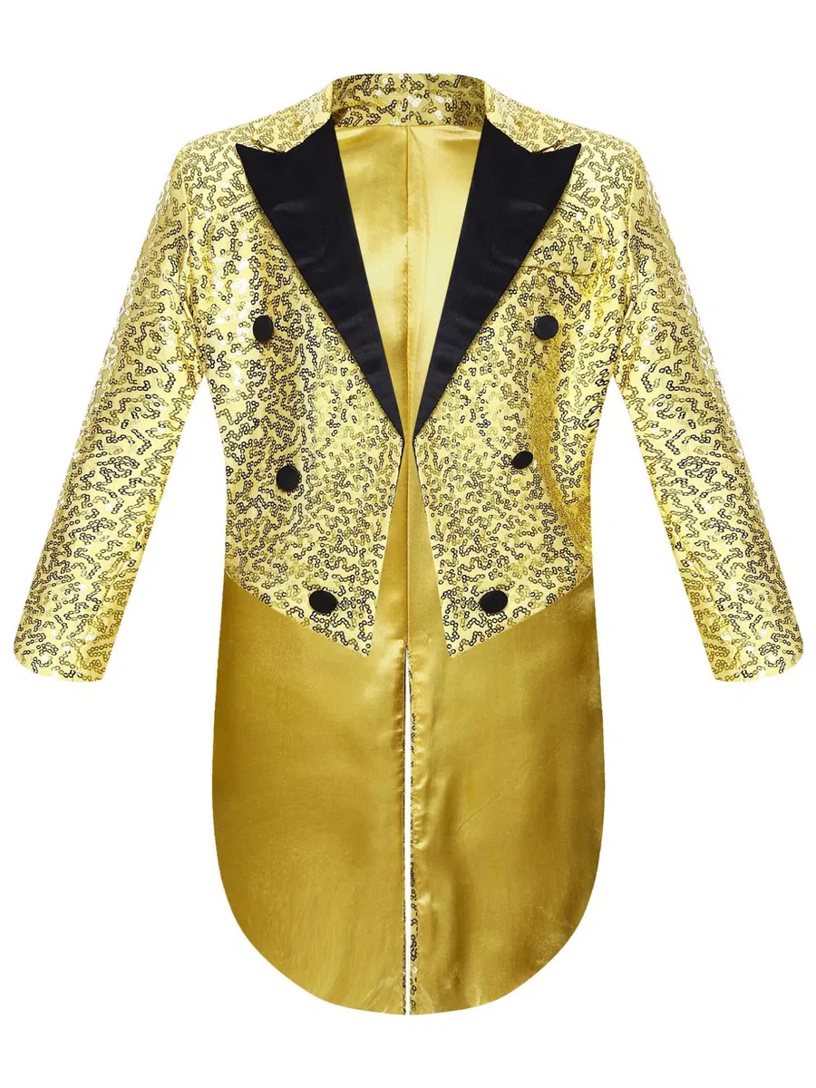 Freebily Blazer Bambini e Ragazzi Frac Giacca con Paillettes Tailcoat Cappotto Gentiluomo Giacca Tuxedo da Cerimonia Matrimonio Nuziale Formale Smoking Coprispalle Jacket