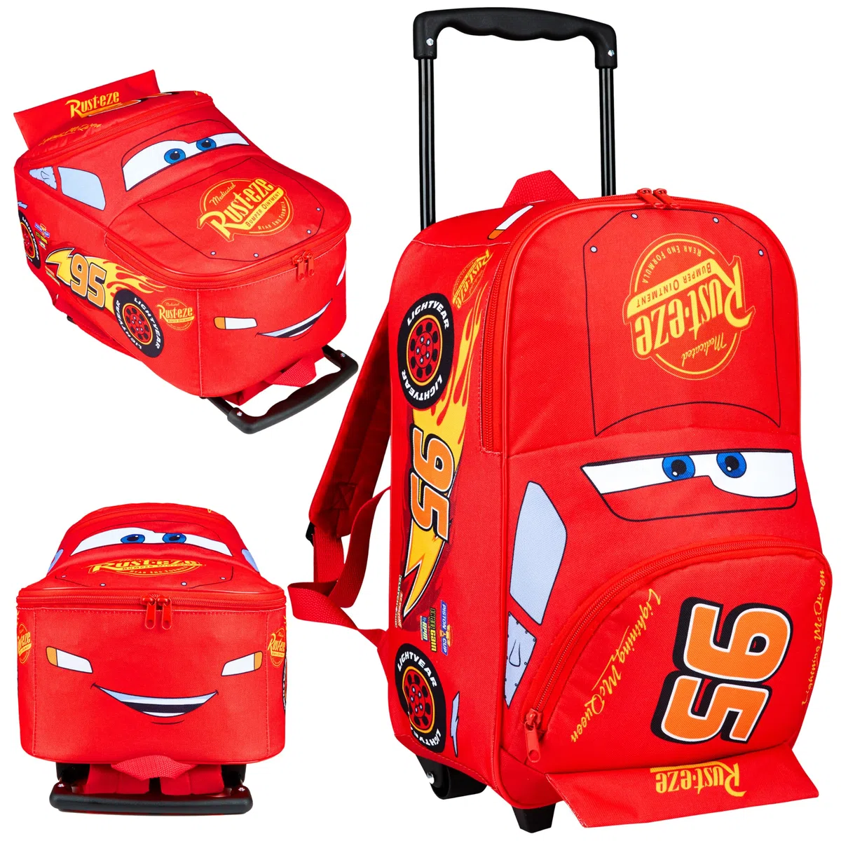 Disney Cars Valigia Bambino 2 Ruote, Leggero Trolley Bambini da Viaggio Saetta McQueen Vacanza, Accessori Viaggio, 42 x 30 cm (Rosso Lightning Mcqueen)