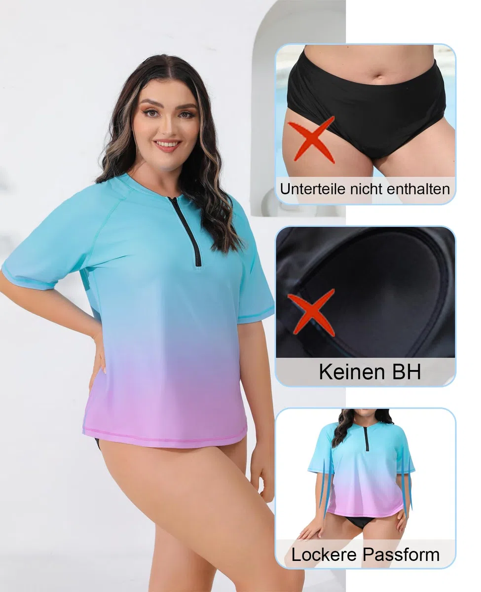 Halcurt Maglietta UV da Donna, Taglie Forti, Rash Guard, a Maniche Lunghe, UPF 50+, Protezione Solare dai Raggi UV, da Nuoto, ad Asciugatura Rapida, 1X 4X