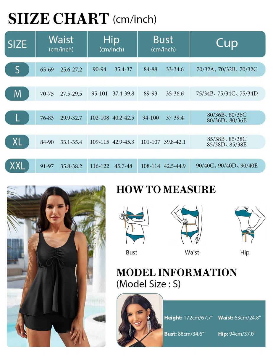 UMIPUBO Costume da Bagno Donna Due Pezzi Scollo a V Tankini Set Mare Imbottito Reggiseno Push Up Costumi da Mare Floreale Tankini Tops Pantaloncini Taglie Forti Abiti da Spiaggia