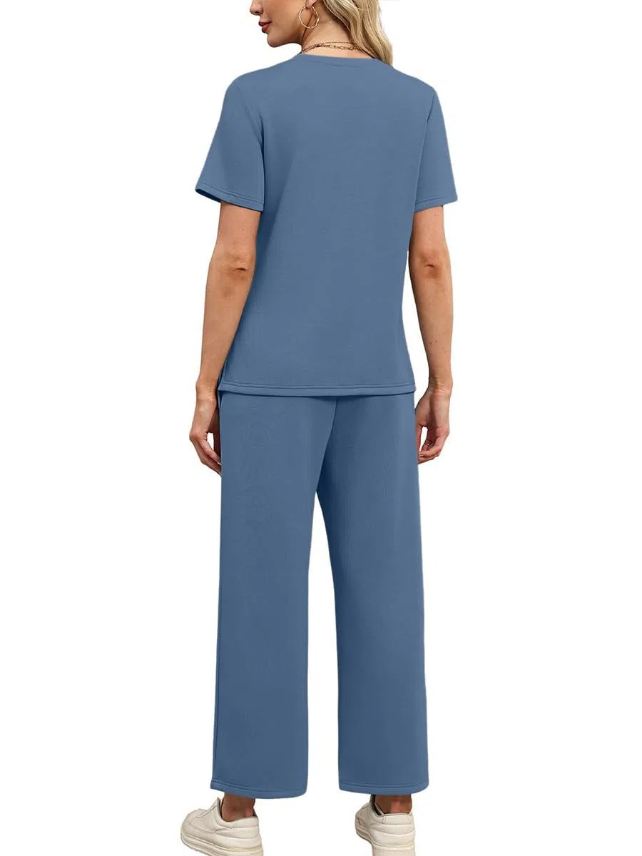 shownicer Completo Donna Pantaloni Tuta Estivo 2 Pezzi Set Maniche Corte Top E Pantaloni Curvy Completo Due Pezzi Completi Tute da Jogging Casual Outfit