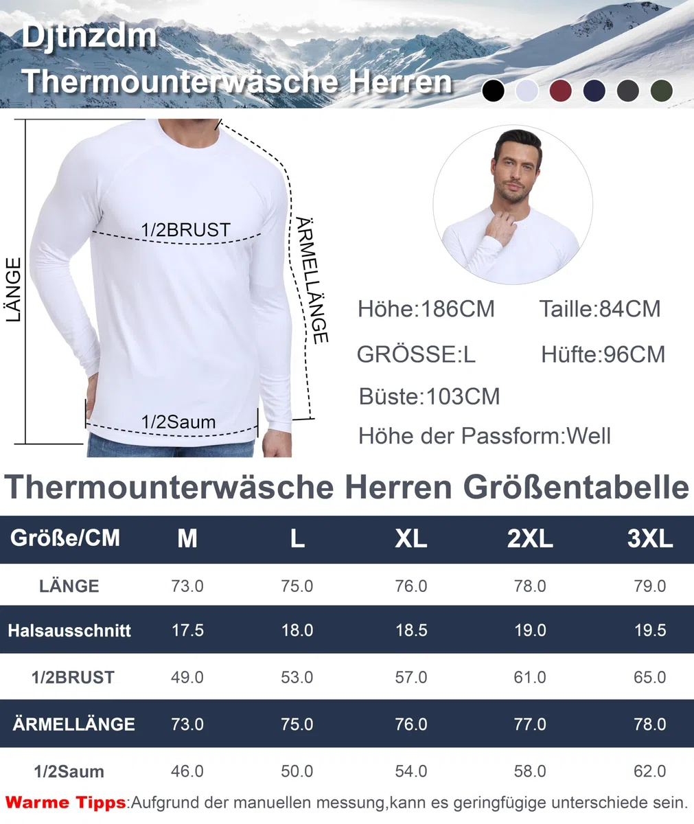 Maglia Termiche da Uomo Invernale Sportivo Maglietta Intima Termica Biancheria Intima Termica in Pile Compressione Funzionale Ciclismo Fitness Sci Termica Maniche Lunghe