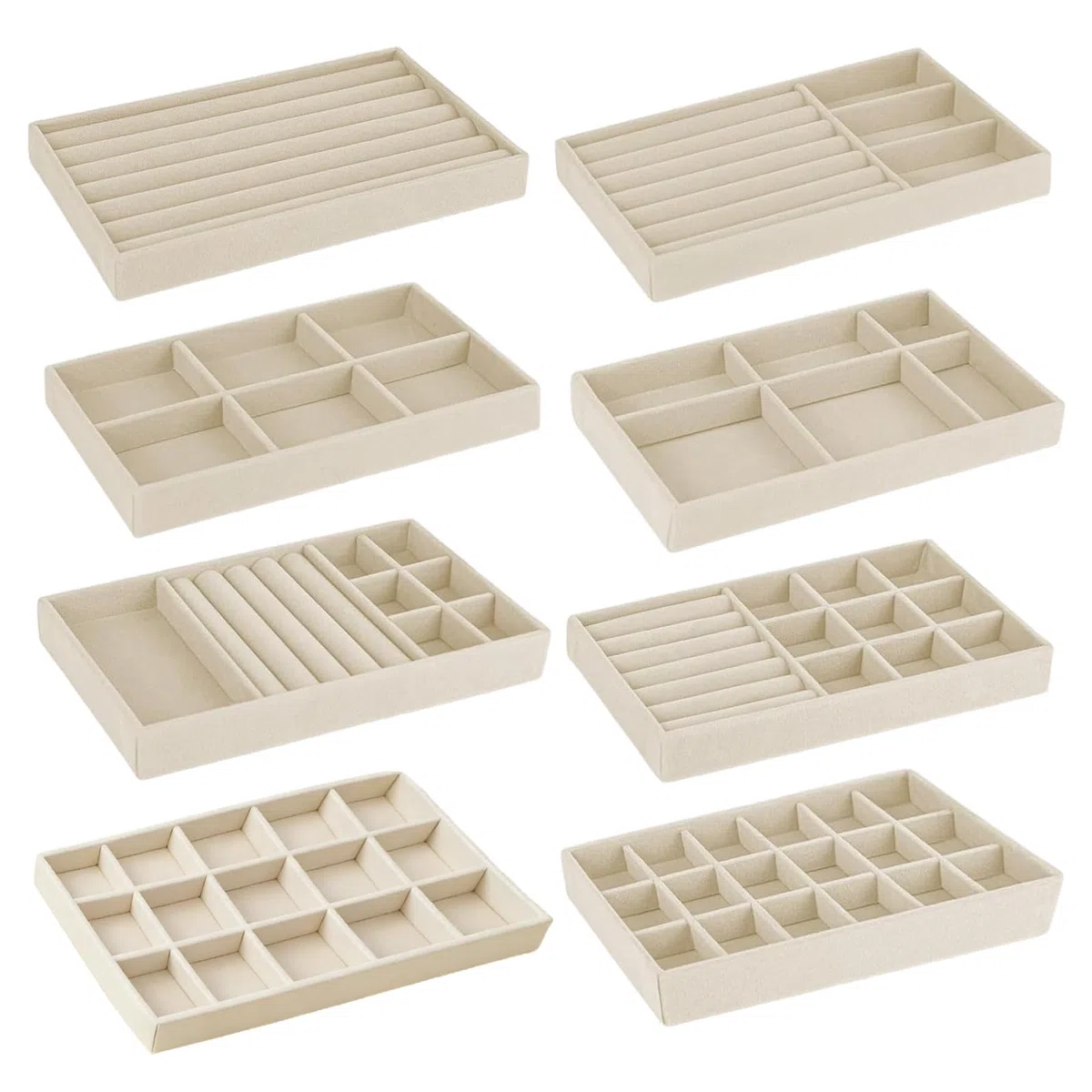 8 Pezzi Organizer Gioielli - Porta Gioielli Da Cassetto - Vassoio Portagioie - Porta Collane Da Cassetto, Adatti Per Conservare Ed Esporre Gioielli, Orecchini, Bracciali, Anelli, Collane
