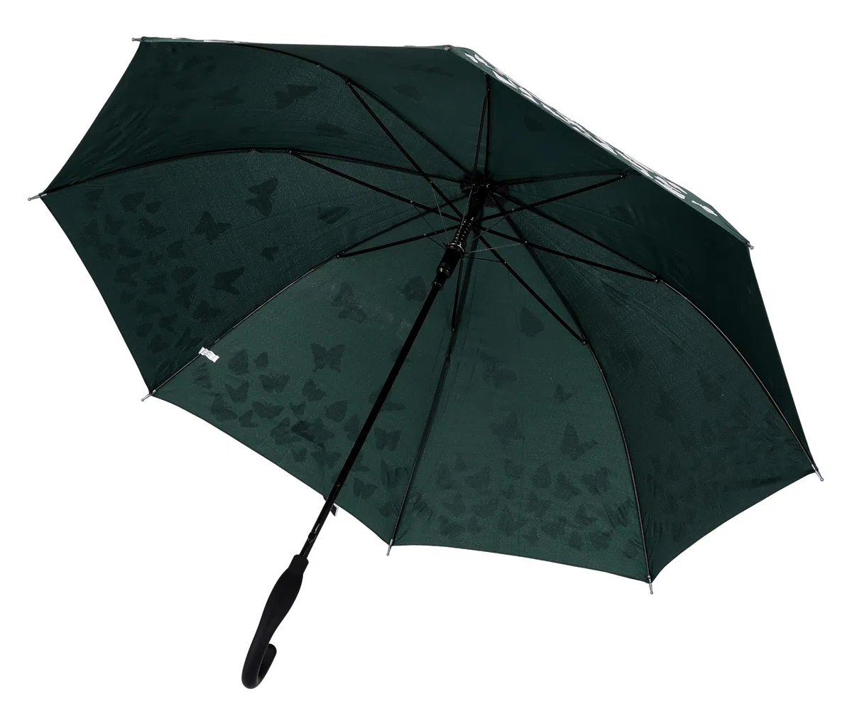 Ombrello Automatico Lungo con Fantasia Idroreattiva Farfalle – Si Colora con la Pioggia – Tessuto 100% Pongee, Manico Curvo Antiscivolo – Nero, Blu, Verde, Rosso Bordeaux