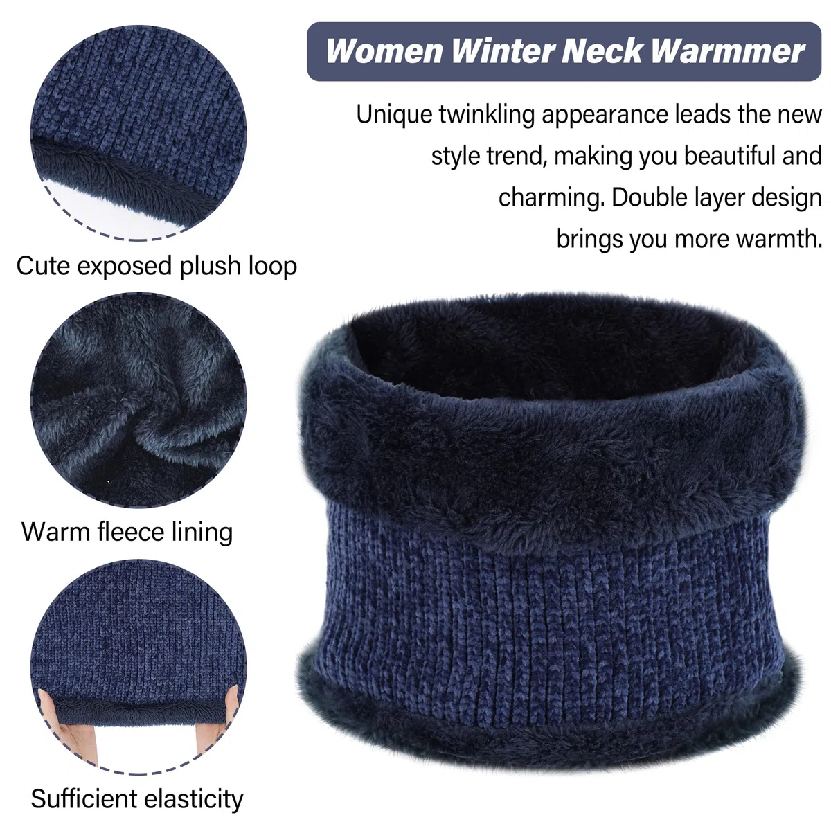 ZASFOU Donna Inverno Berretto Cappelli Sciarpa Touchscreen Guanti Set Maglia ciniglia Teschio Berretto Caldo Pile Foderato
