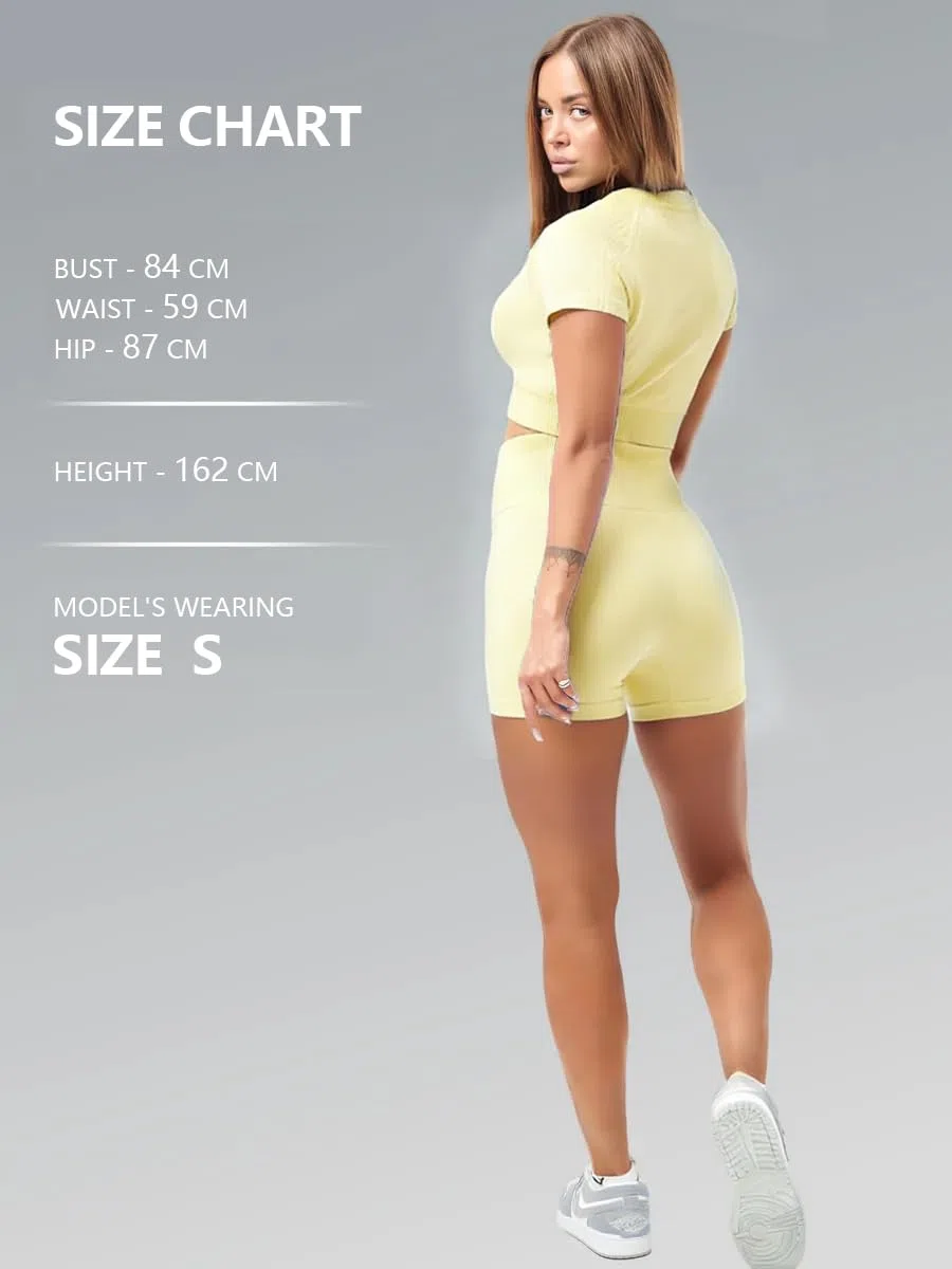 Workout Sets per Donne 2 Pezzi Top Crop Senza Cuciture e Pantaloncini Alta Vita Abbigliamento Yoga Fitness Palestra Casual
