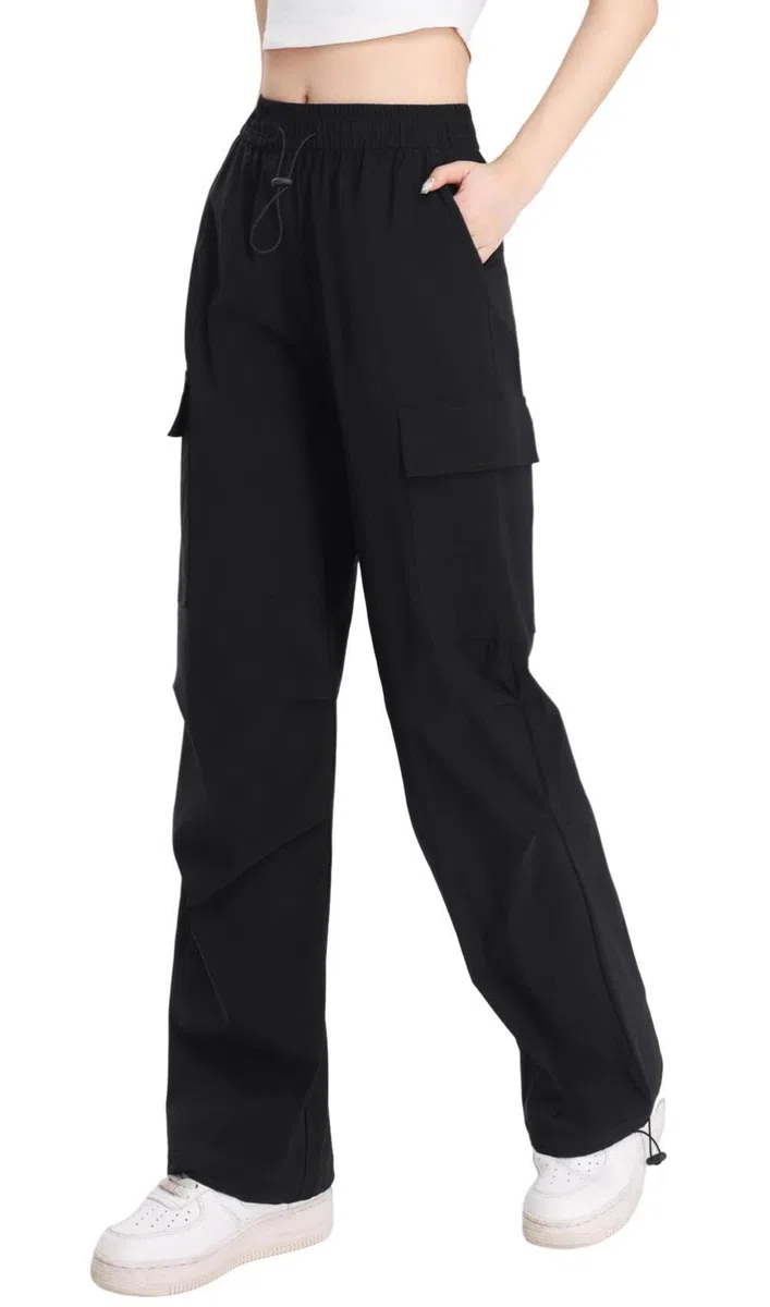 Pantaloni Cargo Donna Y2K Larghi Pantalone Lavoro ad Asciugatura Rapida Elasticizzati a Vita Alta Multi-Tasca Streetwear
