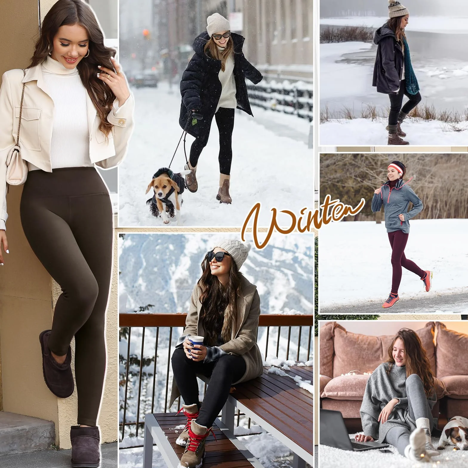 Voqeen Leggins Felpati Donna Leggings Elastici Morbido Invernali Termici Donna Collant Felpati Termiche a Vita Alta