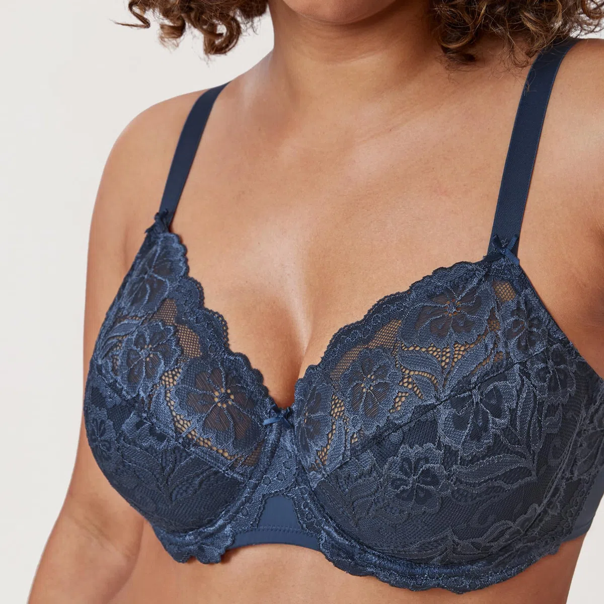 DELIMIRA Donna Reggiseno con Ferretto Taglie Forti Pizzo Senza Imbottito Sostegno