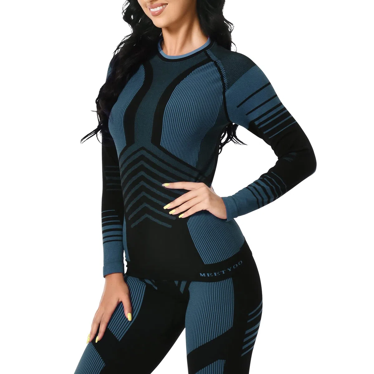 MEETYOO Intimo Termico Donna Traspirante Set Pantaloni e Maglia Termica Donna Biancheria Intima Termica per Sci Sport Elastica e Asciugatura Rapida