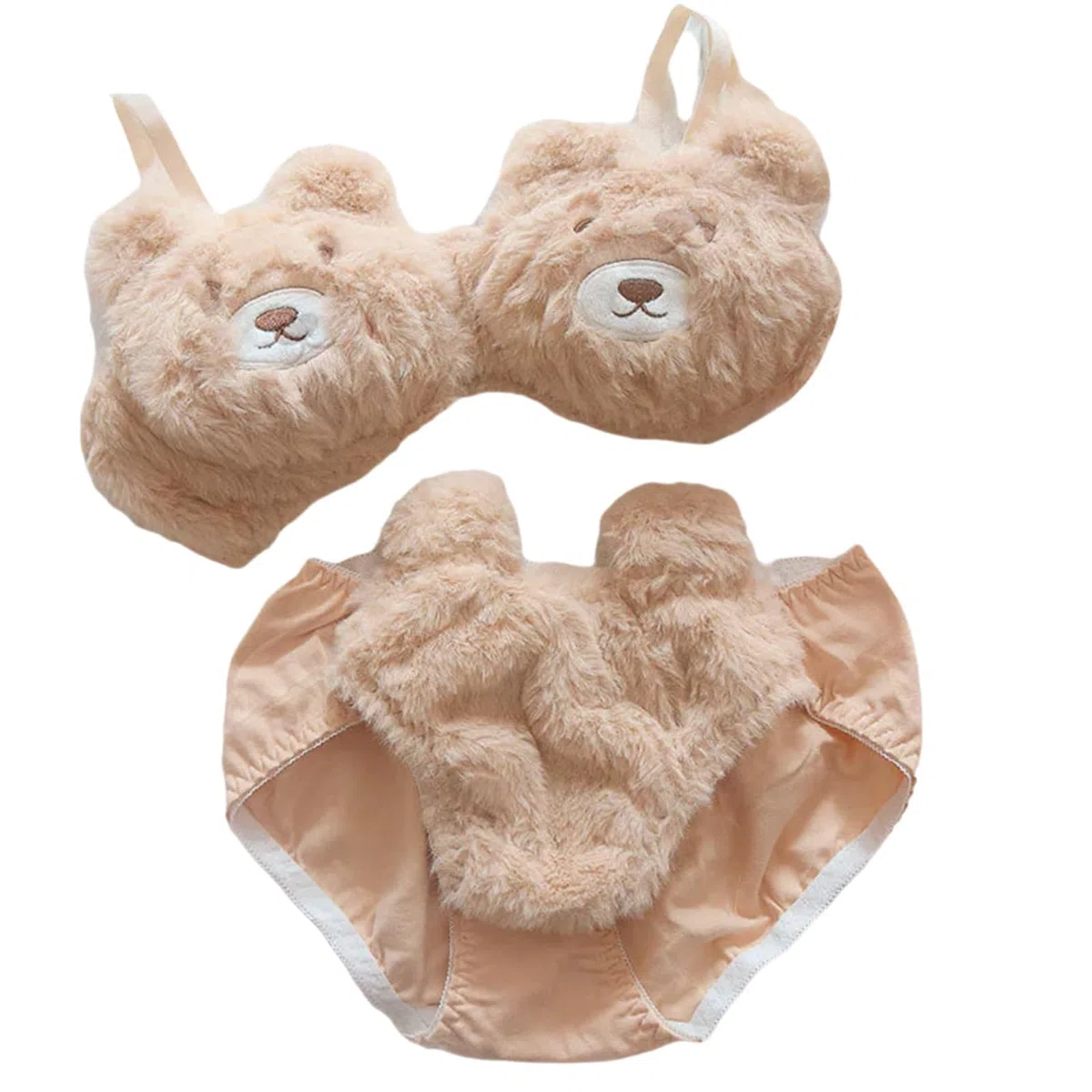 Set da casa Sexy e Carino in Peluche, Set Reggiseno da Salotto in Peluche e Accogliente, Set Reggiseno da Salotto in Peluche e Accogliente per Donna