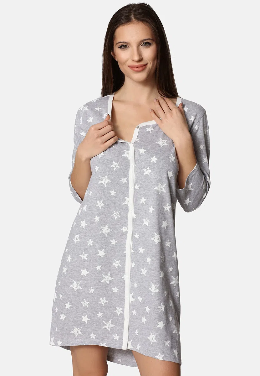 Be Mammy Camicia da Notte di maternità da Donna con Manica 3/4 e Funzione di Allattamento
