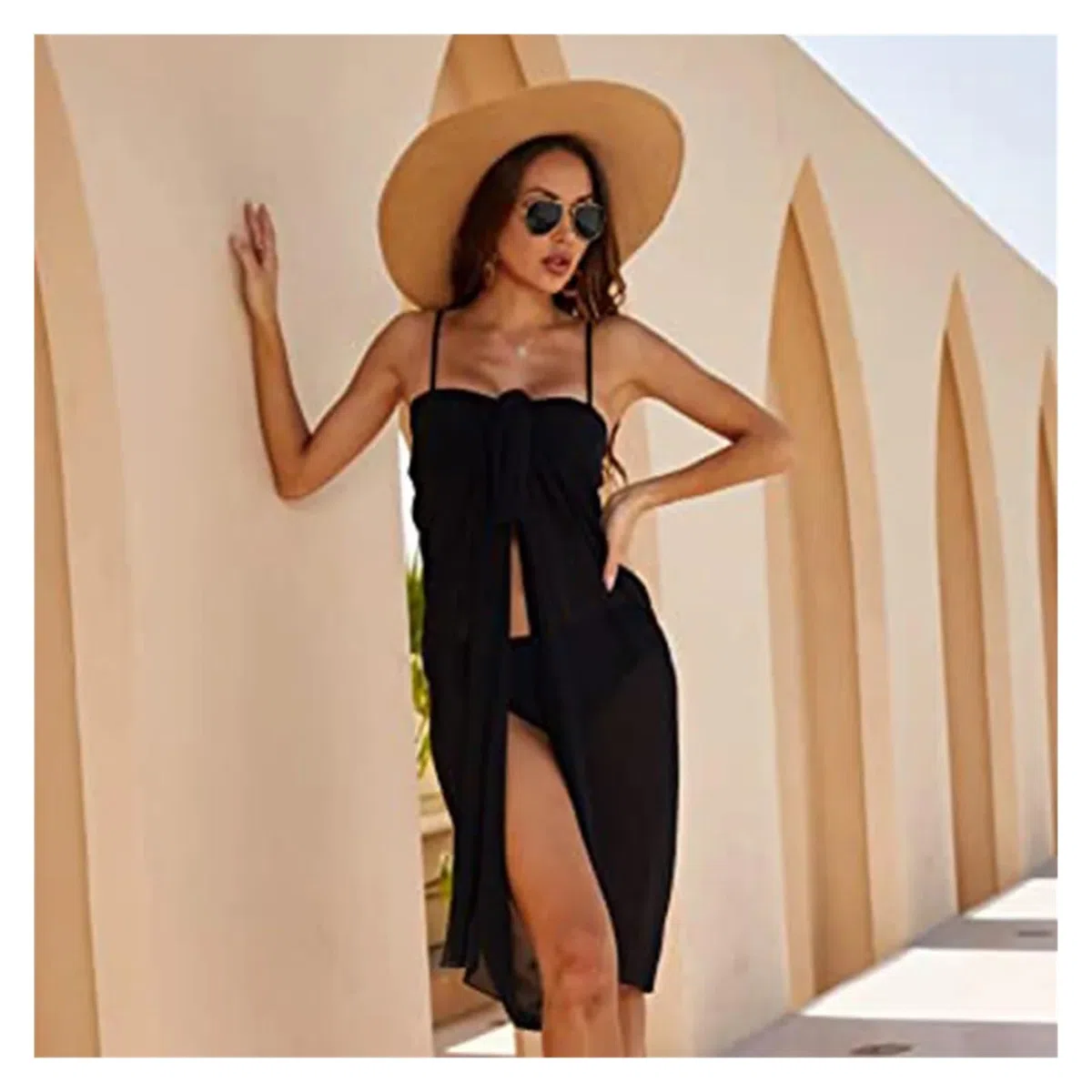Gonna Copricostume Donna Copricostume da Spiaggia, Pareo Lungo e Corto da Donna, Copricostume da Spiaggia, Bikini, Gonna Corta Trasparente, Sciarpa for Copricostume da Bagno(Rose-Long)