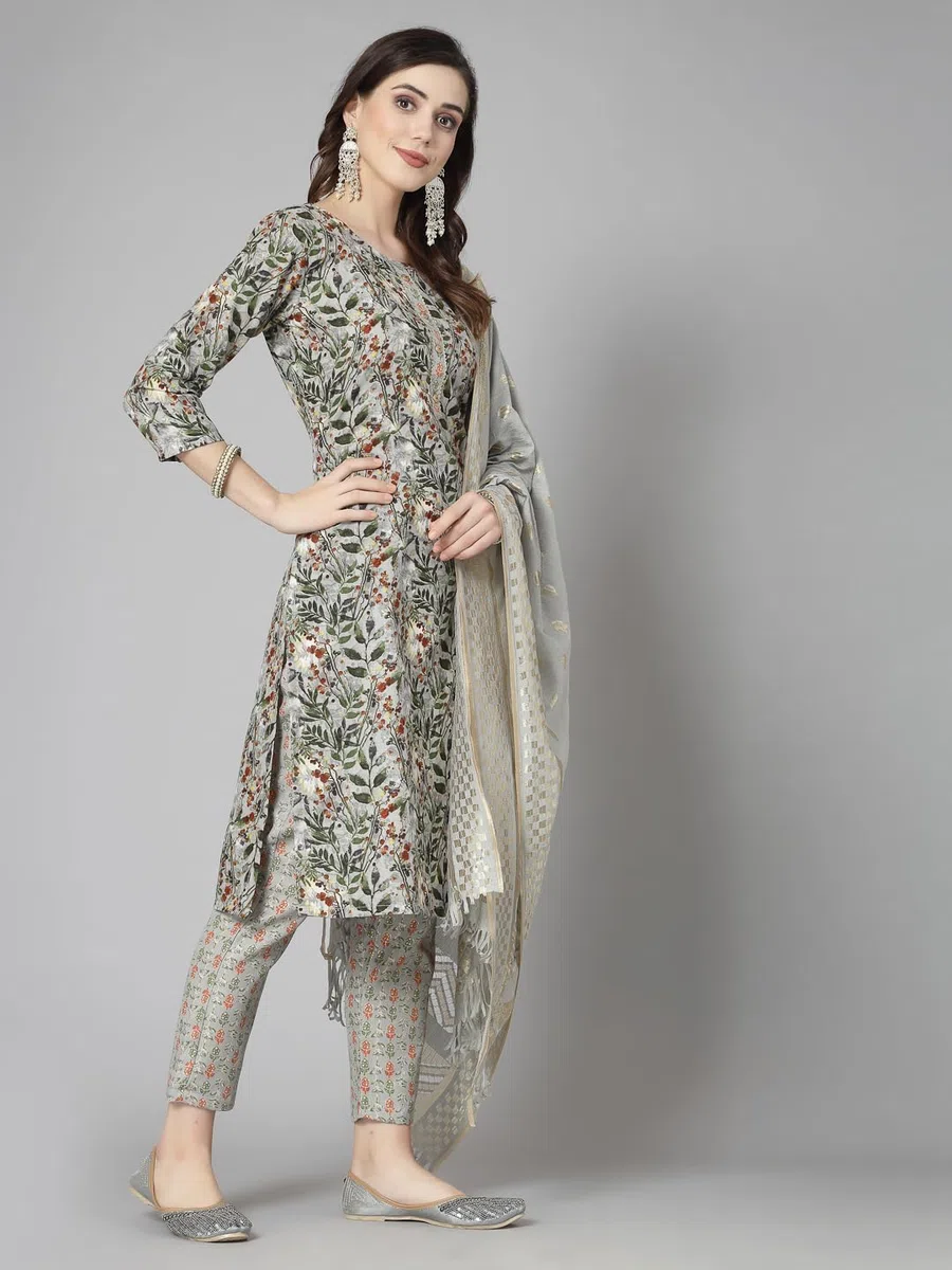 Stylum Dupatta - Set da donna con pantaloni corti dritti in misto cotone, stampa floreale