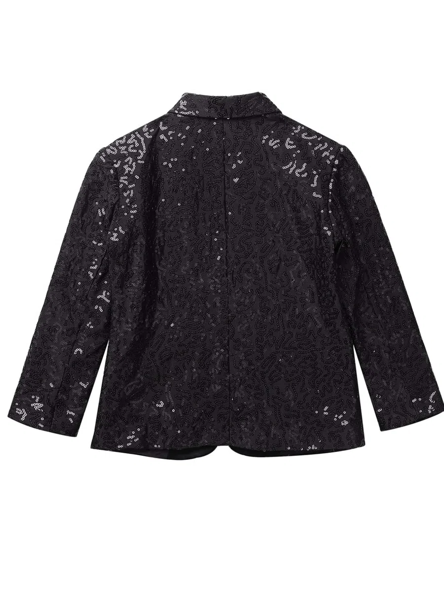 Agoky Blazer Elegante per Bambini Ragazzi Tuxedo Smoking Giacca da Cerimonia con Paillettes Cappotto Formale Slim Fit Suit Top da Battesimo Comunione Partito
